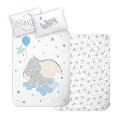 Disney Home Dumbo Biancheria da letto per bambini, 100 x 135 cm, federa 40 x 60 cm, motivo double-face, biancheria da letto per bambini, super morbida, 100% cotone, 2 pezzi, Dumbo, Öko-Tex Standard Disney Home Dumbo Biancheria da letto per bambini, 100 x 135 cm, federa 40 x 60 cm, motivo double-face, biancheria da letto per bambini, super morbida, 100% cotone, 2 pezzi, Dumbo, Öko-Tex Standard