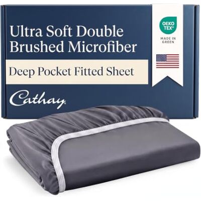 Cathay Home Lussuoso Lenzuolo con Angoli per Letto Singolo, in Microfibra Spazzolata Ultra Morbida, Resistente alle Pieghe e allo sbiadimento, con Tasca Standard, Grigio, King Size Cathay Home Lussuoso Lenzuolo con Angoli per Letto Singolo, in Microfibra Spazzolata Ultra Morbida, Resistente alle Pieghe e allo sbiadimento, con Tasca Standard, Grigio, King Size