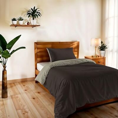 Italian Bed Linen Copripiumino Singolo, Tinta Unita Double Face, Parure Copripiumino VERA, con Sacco Piumone 150x200cm + federa 50x80cm MARRONE/TORTORA Italian Bed Linen Copripiumino Singolo, Tinta Unita Double Face, Parure Copripiumino VERA, con Sacco Piumone 150x200cm + federa 50x80cm MARRONE/TORTORA