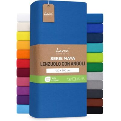 Lavea ® Lenzuolo con Angoli Una Piazza e Mezza 120x200 cm 100% Cotone Morbido e Traspirante per Materassi alti fino a 20 cm con Elastico in Jersey Acquamarina Lavea ® Lenzuolo con Angoli Una Piazza e Mezza 120x200 cm 100% Cotone Morbido e Traspirante per Materassi alti fino a 20 cm con Elastico in Jersey Acquamarina