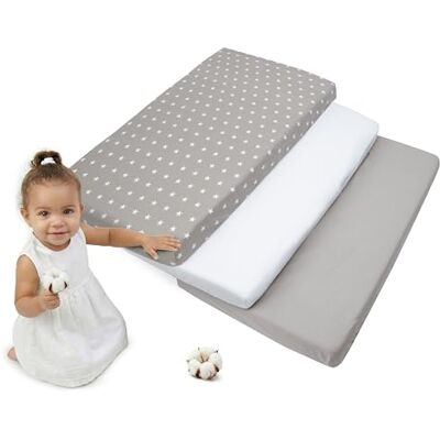 Medi Partners Lenzuola Lettino Set 3 Neonato 60x120-100% Cotone Lenzuolo con Angoli Culla Coprimaterasso fitted Materassino Sheet Letto Bambino Lenzuolino (Stelle Bianche Su Grigio-Bianco-Grigio) Medi Partners Lenzuola Lettino Set 3 Neonato 60x120-100% Cotone Lenzuolo con Angoli Culla Coprimaterasso fitted Materassino Sheet Letto Bambino Lenzuolino (Stelle Bianche Su Grigio-Bianco-Grigio)