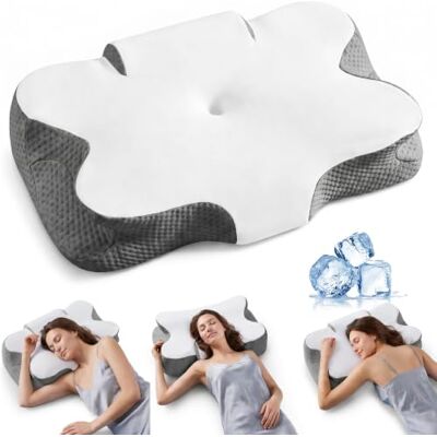 SONGMICS Cuscino Letto Cervicale, Memory Foam, Guanciale Ergonomico, Regolabile, per Chi Dorme sul Lato, sulla Schiena e sulla Pancia, con Tocco Fresco, Bianco Nuvola e Grigio Tortora SONGMICS Cuscino Letto Cervicale, Memory Foam, Guanciale Ergonomico, Regolabile, per Chi Dorme sul Lato, sulla Schiena e sulla Pancia, con Tocco Fresco, Bianco Nuvola e Grigio Tortora