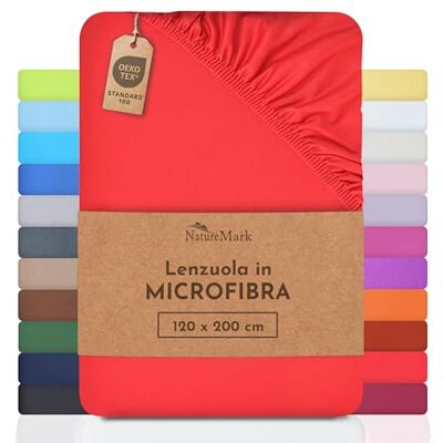 NatureMark lenzuolo in microfibra – morbido, traspirante e facile da curare – 90×200–120×200 cm, Rosso NatureMark lenzuolo in microfibra – morbido, traspirante e facile da curare – 90×200–120×200 cm, Rosso