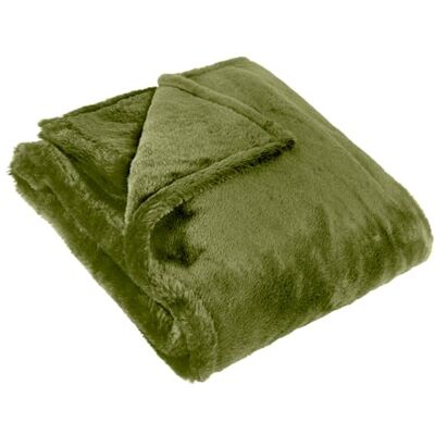 Plaid in Finta Pelliccia Bicolore Olive Kallu 130x180cm Plaid in Finta Pelliccia Bicolore Olive Kallu 130x180cm