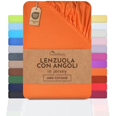 NatureMark Lenzuolo con angoli elasticizzati in jersey, in 100% cotone, in molti colori e misure, conforme all’Oeko-Tex Standard 100, 140 x 200 cm 160 x 200 cm, terracotta NatureMark Lenzuolo con angoli elasticizzati in jersey, in 100% cotone, in molti colori e misure, conforme all’Oeko-Tex Standard 100, 140 x 200 cm 160 x 200 cm, terracotta