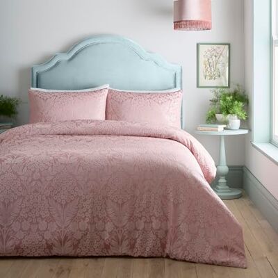 Appletree Heritage Toria Set copripiumino in tessuto jacquard, per letto king size, colore: rosa cipria Appletree Heritage Toria Set copripiumino in tessuto jacquard, per letto king size, colore: rosa cipria