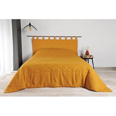 Linder Copriletto in tessuto felpato, tinta unita, tessuto e tinto in Francia, rettangolare, colore giallo ocra, dimensioni 230 x 250 cm, tessuto 100% lino e ovatta 100% poliestere, collezione Linder Copriletto in tessuto felpato, tinta unita, tessuto e tinto in Francia, rettangolare, colore giallo ocra, dimensioni 230 x 250 cm, tessuto 100% lino e ovatta 100% poliestere, collezione