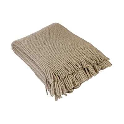 Linder Plaid morbido con frange effetto lana lavorata a maglia, colore: tortora arenaria, 100% poliestere, dimensioni 130 x 160 cm, collezione Camille Linder Plaid morbido con frange effetto lana lavorata a maglia, colore: tortora arenaria, 100% poliestere, dimensioni 130 x 160 cm, collezione Camille