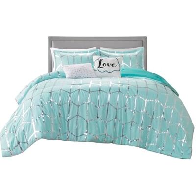 Intelligent Design Inspire by Raina Set di biancheria da letto per letto king size, motivo geometrico, in microfibra ultra morbida, per la camera da letto delle ragazze Intelligent Design Inspire by Raina Set di biancheria da letto per letto king size, motivo geometrico, in microfibra ultra morbida, per la camera da letto delle ragazze