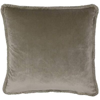 Paoletti Riva Freya Federa per cuscino in velluto marrone super morbido, con frange in cotone, lavabile in lavatrice, 100% poliestere, 45 x 45 cm, colore: tortora Paoletti Riva Freya Federa per cuscino in velluto marrone super morbido, con frange in cotone, lavabile in lavatrice, 100% poliestere, 45 x 45 cm, colore: tortora