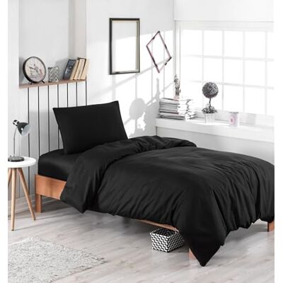 Nuit Des Rêves Set di copertine XXL Black Quilt (155 x 220 cm), 65% cotone, 35% poliestere, include 1 federa (80 x 80 cm), lavabile in lavatrice, elegante chiusura a bottone Nuit Des Rêves Set di copertine XXL Black Quilt (155 x 220 cm), 65% cotone, 35% poliestere, include 1 federa (80 x 80 cm), lavabile in lavatrice, elegante chiusura a bottone