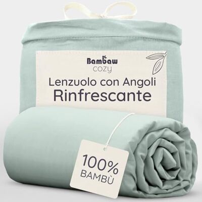 Bambaw Lenzuolo con angoli una piazza e mezza bambu, 140x200 cm, Altezza fino a 35 cm, Lenzuola ipoallergeniche e antiacaro, Lenzuola traspiranti, Lenzuolo rinfrescante per letto bambu (Verde Acqua) Bambaw Lenzuolo con angoli una piazza e mezza bambu, 140x200 cm, Altezza fino a 35 cm, Lenzuola ipoallergeniche e antiacaro, Lenzuola traspiranti, Lenzuolo rinfrescante per letto bambu (Verde Acqua)