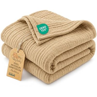 Totsy Baby Coperta mussola neonato cotone 75 x 60 cm Plaid garza coccola teli muslin lenzuolo bambino sottile fasciatoio trapunta leggera neonati tessuto traspirante per bimbi Oeko-Tex Beige Totsy Baby Coperta mussola neonato cotone 75 x 60 cm Plaid garza coccola teli muslin lenzuolo bambino sottile fasciatoio trapunta leggera neonati tessuto traspirante per bimbi Oeko-Tex Beige