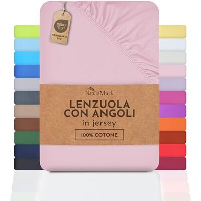NatureMark Lenzuolo con angoli elasticizzati in jersey, in 100% cotone, in molti colori e misure, conforme all’Oeko-Tex Standard 100, 140 x 200 cm 160 x 200 cm rosa NatureMark Lenzuolo con angoli elasticizzati in jersey, in 100% cotone, in molti colori e misure, conforme all’Oeko-Tex Standard 100, 140 x 200 cm 160 x 200 cm rosa