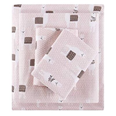 Intelligent Design Accogliente morbido 100% cotone flanella stampa animali stelle carino caldo, ultra morbido clima freddo set biancheria da letto, pieno, lama rosa 4 pezzi Intelligent Design Accogliente morbido 100% cotone flanella stampa animali stelle carino caldo, ultra morbido clima freddo set biancheria da letto, pieno, lama rosa 4 pezzi