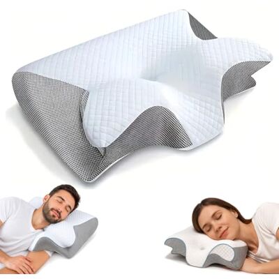 FFitness Cuscino cervicale per Dormire in Memory Foam Ergonomico Sfoderabile Traspirante Ortopedico Guanciale 2 in 1 Supporto al Collo Sostegno Anatomico FFitness Cuscino cervicale per Dormire in Memory Foam Ergonomico Sfoderabile Traspirante Ortopedico Guanciale 2 in 1 Supporto al Collo Sostegno Anatomico
