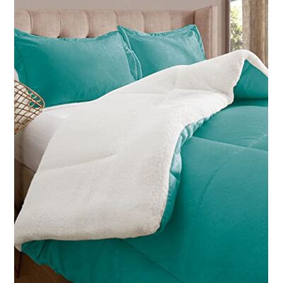 Elegant Comfort Pesante Reversibile Piumino Alternativo Microcamoscio, Flanella Microscamosciata, Verde Acqua Tropicale, King Elegant Comfort Pesante Reversibile Piumino Alternativo Microcamoscio, Flanella Microscamosciata, Verde Acqua Tropicale, King