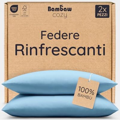 Bambaw Federe bambu 40x80 cm, Confezione da 2, Federa traspirante, anallergica e antiacaro, Federa cuscino estiva anti sudorazione, Federe in bambù sostenibile, Certificate Oeko-Tex (Azzurro) Bambaw Federe bambu 40x80 cm, Confezione da 2, Federa traspirante, anallergica e antiacaro, Federa cuscino estiva anti sudorazione, Federe in bambù sostenibile, Certificate Oeko-Tex (Azzurro)