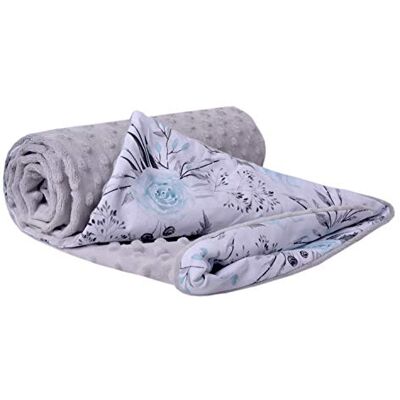 Coperta Neonato Medi Partners - 75x100cm Cotone & Minky - Fiori & Grigio Coperta Neonato Medi Partners - 75x100cm Cotone & Minky - Fiori & Grigio