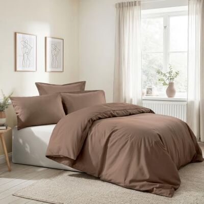 Nuit Des Rêves Premium Ranforce Set di copertine singole, 100% cotone, marrone, 135 x 200 cm e federa 80 x 80 cm, morbida, resistente, perfetta per Cozy Bedrooms Nuit Des Rêves Premium Ranforce Set di copertine singole, 100% cotone, marrone, 135 x 200 cm e federa 80 x 80 cm, morbida, resistente, perfetta per Cozy Bedrooms