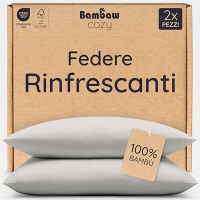 Bambaw Federe 40x60 cuscino bambù, Confezione da 2, Federa cuscino antibatterico e antiacaro, Federa traspirante cuscini per l’estate, Federe cuscini per letto in bambù, Certificate Oeko-Tex (Grigio) Bambaw Federe 40x60 cuscino bambù, Confezione da 2, Federa cuscino antibatterico e antiacaro, Federa traspirante cuscini per l’estate, Federe cuscini per letto in bambù, Certificate Oeko-Tex (Grigio)