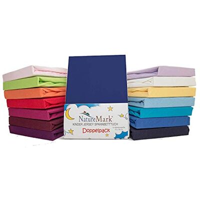NatureMark Confezione risparmio, set di 2 lenzuoli con angoli in Jersey 100% cotone per letto bambini, testato öko Tex, vari colori, Tessuto, Navyblau / Marine, 70 x 140 cm NatureMark Confezione risparmio, set di 2 lenzuoli con angoli in Jersey 100% cotone per letto bambini, testato öko Tex, vari colori, Tessuto, Navyblau / Marine, 70 x 140 cm