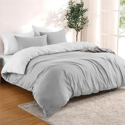 Dreamzie Copripiumino Matrimoniale 240x220 cm con 2 Federe 80x80 cm Grigio Chiaro/Bianco Set Copripiumino Matrimoniale 240x220 Dreamzie Copripiumino Matrimoniale 240x220 cm con 2 Federe 80x80 cm Grigio Chiaro/Bianco Set Copripiumino Matrimoniale 240x220