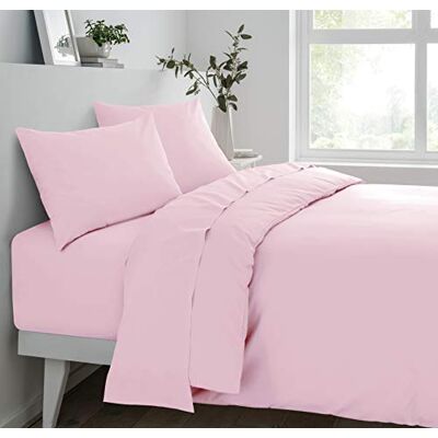 Sleepdown Lenzuolo con Angoli 68 Pick Soft Pink Set Biancheria da Letto, Policotone, Rosa Chiaro, Super King Sleepdown Lenzuolo con Angoli 68 Pick Soft Pink Set Biancheria da Letto, Policotone, Rosa Chiaro, Super King
