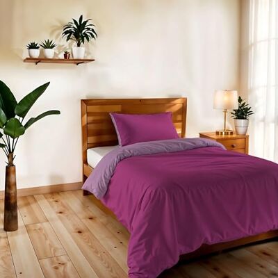 Italian Bed Linen Copripiumino Singolo, Tinta Unita Double Face, Parure Copripiumino VERA, con Sacco Piumone 150x200cm + federa 50x80cm FUCSIA/LILLA Italian Bed Linen Copripiumino Singolo, Tinta Unita Double Face, Parure Copripiumino VERA, con Sacco Piumone 150x200cm + federa 50x80cm FUCSIA/LILLA