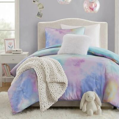 Intelligent Design Cassiopeia Set copripiumino con stampa colorata ad acquerello tie dye, moderna alternativa alla piuma, biancheria da letto per tutte le stagioni, con federa coordinata e cuscino Intelligent Design Cassiopeia Set copripiumino con stampa colorata ad acquerello tie dye, moderna alternativa alla piuma, biancheria da letto per tutte le stagioni, con federa coordinata e cuscino