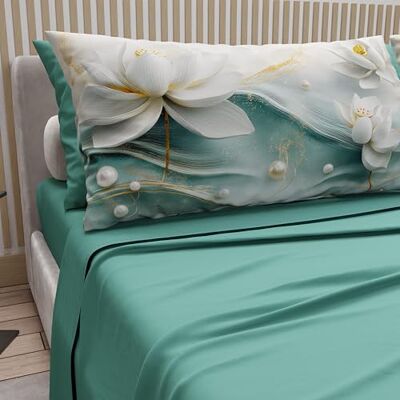 PETTI Artigiani Italiani Lenzuola in Cotone con Federe in Stampa Digitale, Una Piazza e Mezza Francese, Completo Lenzuolo Sopra e Sotto con Angoli, Floreale 06 14 Ottanio, 100% Made in Italy PETTI Artigiani Italiani Lenzuola in Cotone con Federe in Stampa Digitale, Una Piazza e Mezza Francese, Completo Lenzuolo Sopra e Sotto con Angoli, Floreale 06 14 Ottanio, 100% Made in Italy