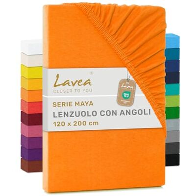 Lavea ® Lenzuolo con Angoli Una Piazza e Mezza 120x200 cm 100% Cotone Morbido e Traspirante per Materassi alti fino a 20 cm con Elastico in Jersey Rosso tramonto Lavea ® Lenzuolo con Angoli Una Piazza e Mezza 120x200 cm 100% Cotone Morbido e Traspirante per Materassi alti fino a 20 cm con Elastico in Jersey Rosso tramonto