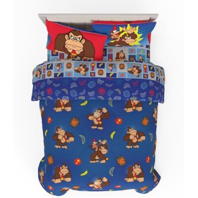 Franco Set Trapunta e Lenzuola, Microfibra, Rosso-Donkey Kong, 7 Pezzi Queen Size Franco Set Trapunta e Lenzuola, Microfibra, Rosso-Donkey Kong, 7 Pezzi Queen Size