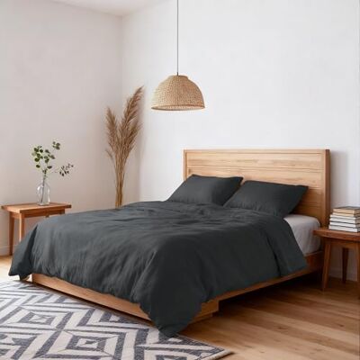 Italian Bed Linen Copripiumino Water Washed Matrimoniale Microfibra Sacco 250x200cm + Coppia Federe Grigio Scuro Italian Bed Linen Copripiumino Water Washed Matrimoniale Microfibra Sacco 250x200cm + Coppia Federe Grigio Scuro
