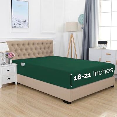 Elegant Comfort 1500, Lenzuolo con angoli singolo di qualità alberghiera, 45-53 cm, con tasca extra profonda per materasso alto, lussuoso e morbido, tasca intelligente, senza pieghe, king size, verde Elegant Comfort 1500, Lenzuolo con angoli singolo di qualità alberghiera, 45-53 cm, con tasca extra profonda per materasso alto, lussuoso e morbido, tasca intelligente, senza pieghe, king size, verde