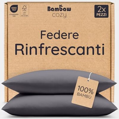 Bambaw Federe cuscini 80x80 cm bambu, Confezione da 2, Federa cuscino fresca estate, Federa refrigerante e antiacaro, Federe cuscini traspiranti e anti sudorazione, Certificate Oeko-Tex (Antracite) Bambaw Federe cuscini 80x80 cm bambu, Confezione da 2, Federa cuscino fresca estate, Federa refrigerante e antiacaro, Federe cuscini traspiranti e anti sudorazione, Certificate Oeko-Tex (Antracite)