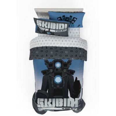 Franco , Skibidi, set di biancheria da letto per gamer, 4 pezzi, super morbido, reversibile, con copripiumino e lenzuola, per letto singolo. Prodotto con licenza ufficiale Franco , Skibidi, set di biancheria da letto per gamer, 4 pezzi, super morbido, reversibile, con copripiumino e lenzuola, per letto singolo. Prodotto con licenza ufficiale