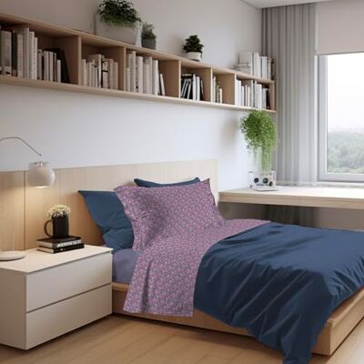 PENSIERI DELICATI Completo Letto Singolo in Percalle 100% Cotone, Completo 160x300 Comprensivo di Lenzuolo Sotto, Lenzuolo Sopra e 1 Federa a due Volant, Made in Italy, Fantasia Provenza Blu PENSIERI DELICATI Completo Letto Singolo in Percalle 100% Cotone, Completo 160x300 Comprensivo di Lenzuolo Sotto, Lenzuolo Sopra e 1 Federa a due Volant, Made in Italy, Fantasia Provenza Blu