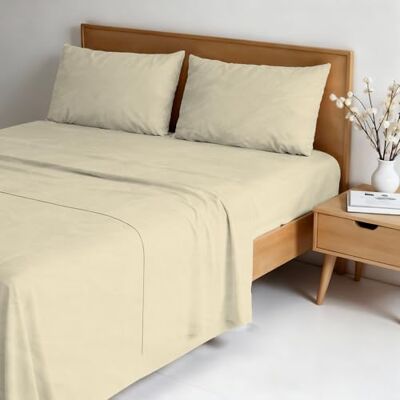 Italian Bed Linen Completo letto WATER WASHED Matrimoniale in Microfibra, Set Lenzuola Letto Matrimoniale 4 pezzi Lenzuolo Sotto con Angoli 170x200, Lenzuolo Sopra 240x270, Coppia federe CREMA Italian Bed Linen Completo letto WATER WASHED Matrimoniale in Microfibra, Set Lenzuola Letto Matrimoniale 4 pezzi Lenzuolo Sotto con Angoli 170x200, Lenzuolo Sopra 240x270, Coppia federe CREMA