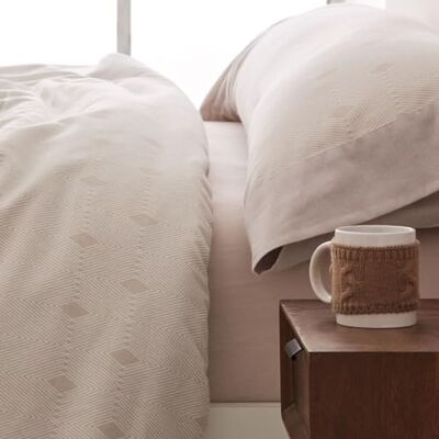 Blanco Completo Lenzuola Flanella, Cotone, Beige, Ancho de 135 cm Blanco Completo Lenzuola Flanella, Cotone, Beige, Ancho de 135 cm