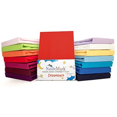 NatureMark Confezione risparmio, set di 2 lenzuoli con angoli in Jersey 100% cotone per letto bambini, testato öko Tex, vari colori, Tessuto, Rot, 70 x 140 cm NatureMark Confezione risparmio, set di 2 lenzuoli con angoli in Jersey 100% cotone per letto bambini, testato öko Tex, vari colori, Tessuto, Rot, 70 x 140 cm