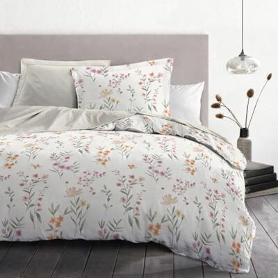 HOME LINGE PASSION Parure copripiumino 240 x 260 cm 3 pezzi morbido percalle di cotone copripiumino + federe bianco sporco modello La fiammeggiante HOME LINGE PASSION Parure copripiumino 240 x 260 cm 3 pezzi morbido percalle di cotone copripiumino + federe bianco sporco modello La fiammeggiante