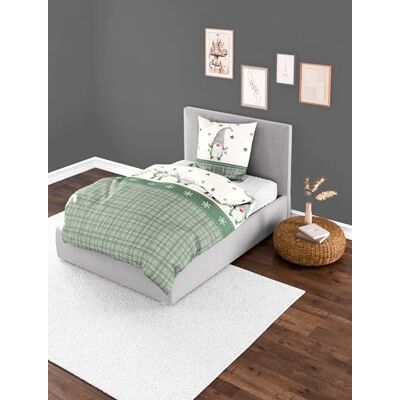 Bierbaum Biancheria da letto 3743, in flanella, 100% cotone, disegnata in Germania, verde 30, 135 x 200 + 80 x 80 cm Bierbaum Biancheria da letto 3743, in flanella, 100% cotone, disegnata in Germania, verde 30, 135 x 200 + 80 x 80 cm