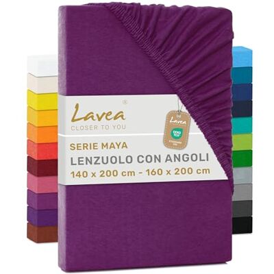 Lavea ® Lenzuolo con Angoli Una Piazza e Mezza Francese 140x200 cm 100% Cotone Morbido e Traspirante per Materassi alti fino a 20 cm con Elastico in Jersey Lilla Lavea ® Lenzuolo con Angoli Una Piazza e Mezza Francese 140x200 cm 100% Cotone Morbido e Traspirante per Materassi alti fino a 20 cm con Elastico in Jersey Lilla