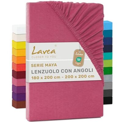 Lavea ® Lenzuolo con Angoli Matrimoniale 180x200 cm 100% Cotone Morbido e Traspirante per Materassi alti fino a 20 cm con Elastico in Jersey Corallo Lavea ® Lenzuolo con Angoli Matrimoniale 180x200 cm 100% Cotone Morbido e Traspirante per Materassi alti fino a 20 cm con Elastico in Jersey Corallo