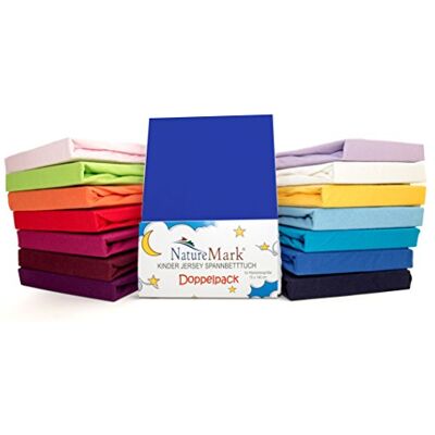 NatureMark Confezione risparmio, set di 2 lenzuoli con angoli in Jersey 100% cotone per letto bambini, testato öko Tex, vari colori, Tessuto, Royalblau / Königsblau, 70 x 140 cm NatureMark Confezione risparmio, set di 2 lenzuoli con angoli in Jersey 100% cotone per letto bambini, testato öko Tex, vari colori, Tessuto, Royalblau / Königsblau, 70 x 140 cm