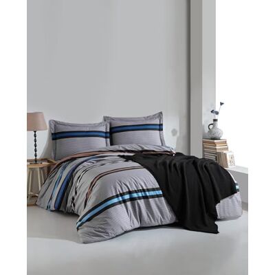 Nuit Des Rêves Ranforce Set di copertine trapunta singola, XXL, 155 x 220 cm, 100% cotone, grigio/bianco e nero/blu scuro, lavabile in lavatrice, design elegante con chiusura a bottone Nuit Des Rêves Ranforce Set di copertine trapunta singola, XXL, 155 x 220 cm, 100% cotone, grigio/bianco e nero/blu scuro, lavabile in lavatrice, design elegante con chiusura a bottone