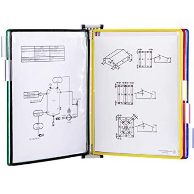 TARIFOLD , Inc. Set di 5 espositori da parete con 5 tasche per display, colori assortiti, capacità 10 fogli TARIFOLD , Inc. Set di 5 espositori da parete con 5 tasche per display, colori assortiti, capacità 10 fogli