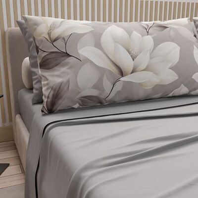 PETTI Artigiani Italiani Lenzuola in Cotone con Federe in Stampa Digitale, Lenzuolo Una Piazza e Mezza, Completo Letto Fantasia Floreale 42 Grigio Chiaro, 100% Made in Italy PETTI Artigiani Italiani Lenzuola in Cotone con Federe in Stampa Digitale, Lenzuolo Una Piazza e Mezza, Completo Letto Fantasia Floreale 42 Grigio Chiaro, 100% Made in Italy