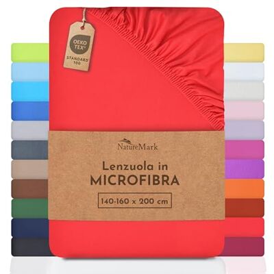 NatureMark lenzuolo in microfibra – morbido, traspirante e facile da curare – 90×200–120×200 cm, Rosso NatureMark lenzuolo in microfibra – morbido, traspirante e facile da curare – 90×200–120×200 cm, Rosso